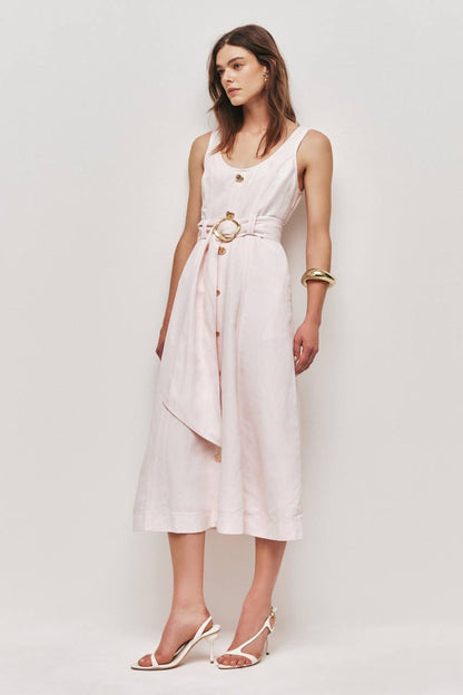 AJ Leonie Linen-blend Midi Dress