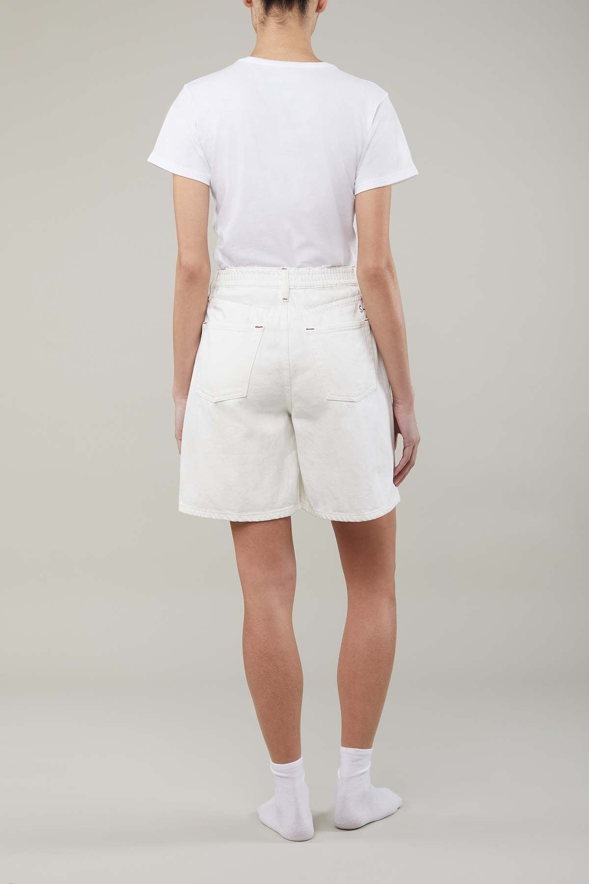 SH Lola Cotton Denim Shorts in Milk