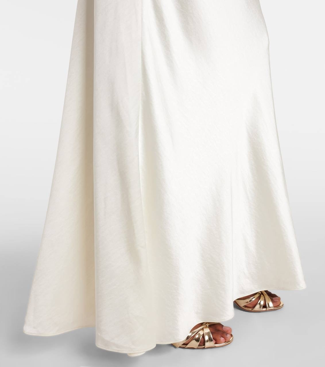 SP Cream Taffeta Chain Belt Maxi Dress