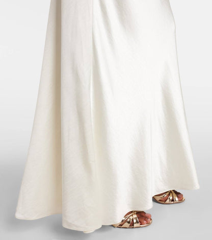 SP Cream Taffeta Chain Belt Maxi Dress