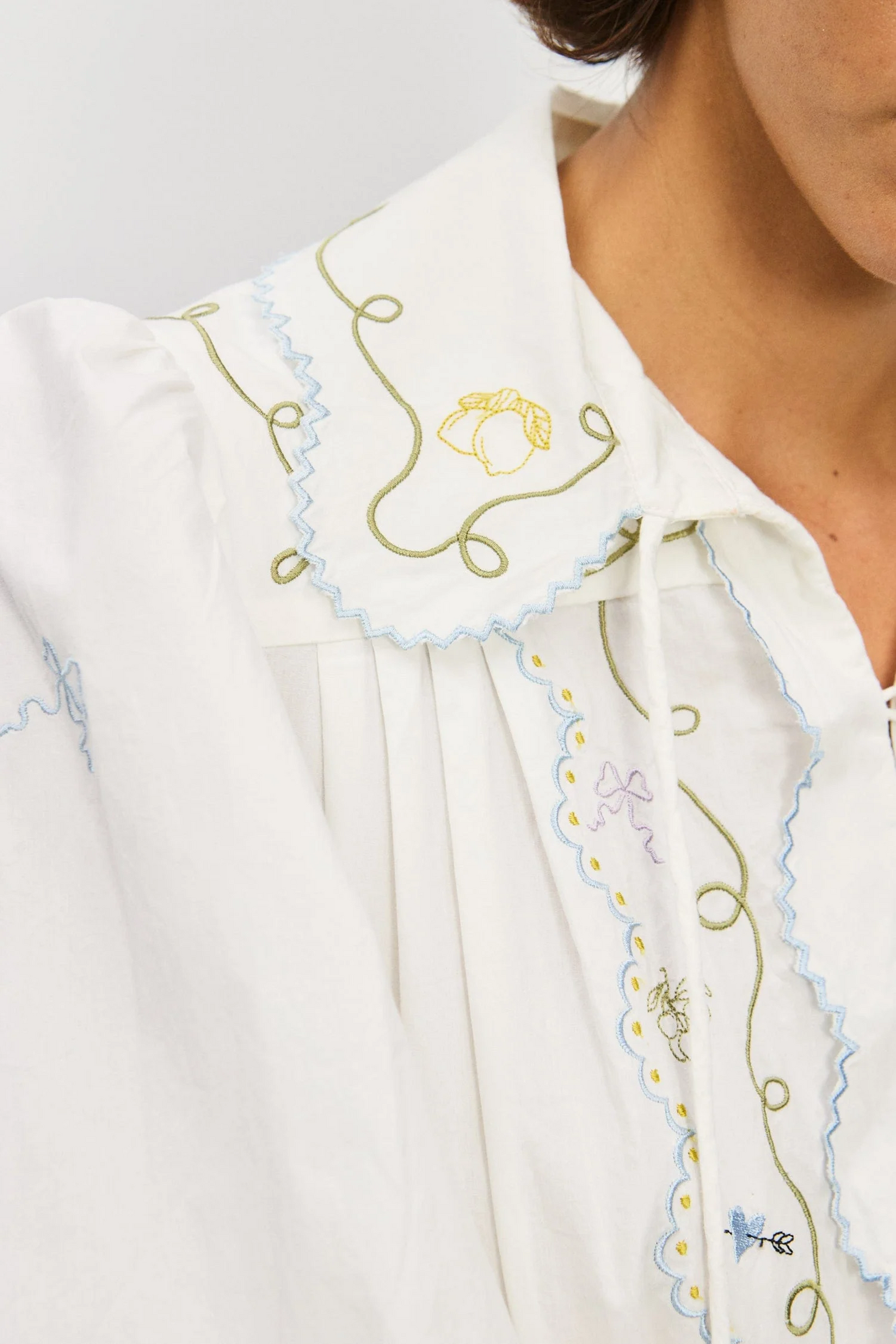 ALM Giulia Embroidered Cotton Midi Dress Shirtdress