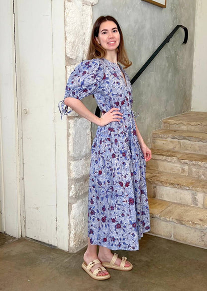 UJ Adriana Puff Sleeve Cotton Poplin Midi Dress