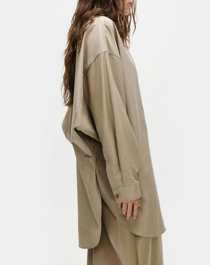 10 COLOURS! Unisex SL Cotton Silk Round Oversized Shirt