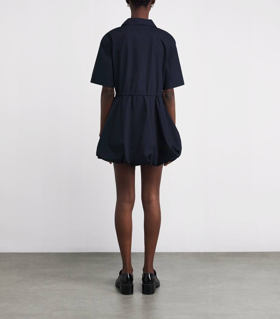 MJ Romimita Short-Sleeved Cotton Bubble Drawstring Mini Dress Shirtdress