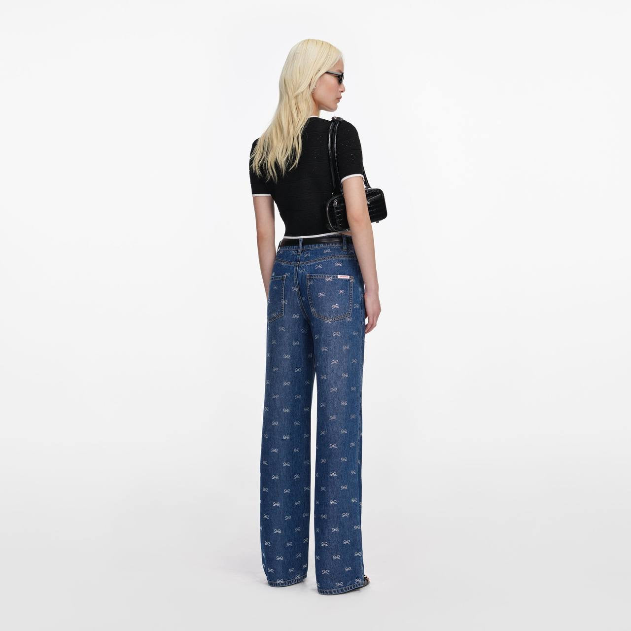 SP Lightweight Diamante Bow-embellished Denim Jeans in Classic Blue Wash
