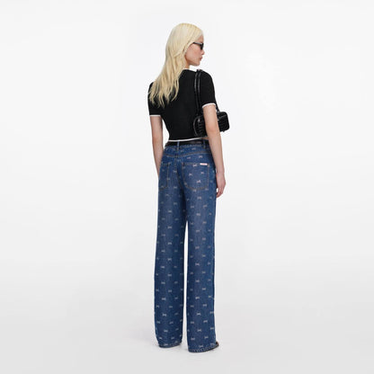 SP Lightweight Diamante Bow-embellished Denim Jeans in Classic Blue Wash