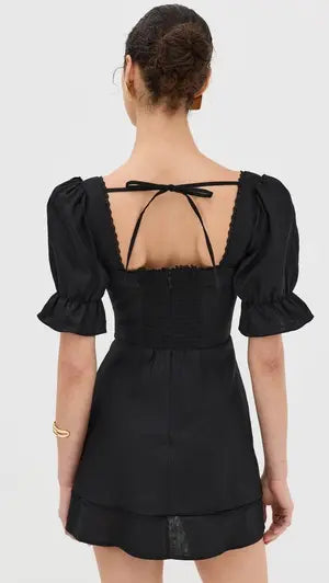 SALE! Ref Evianna Puff Sleeve Linen Mini Dress