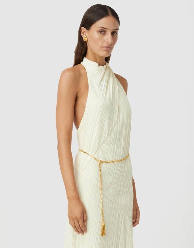 CM Alto Halter Backless Midi Dress