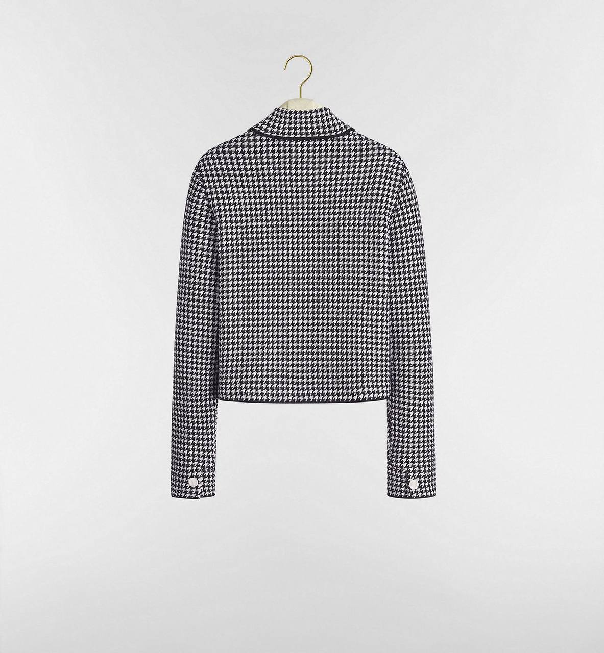DR Black and White Houndstooth Wool-Cashmere-Blend Jacket