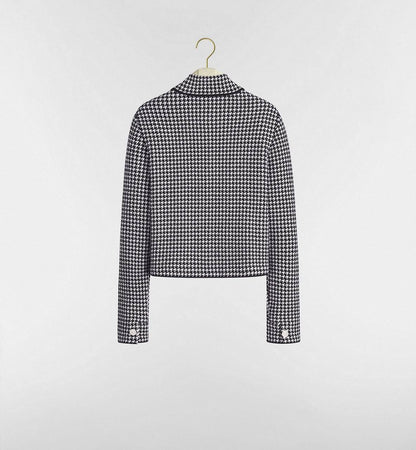 DR Black and White Houndstooth Wool-Cashmere-Blend Jacket