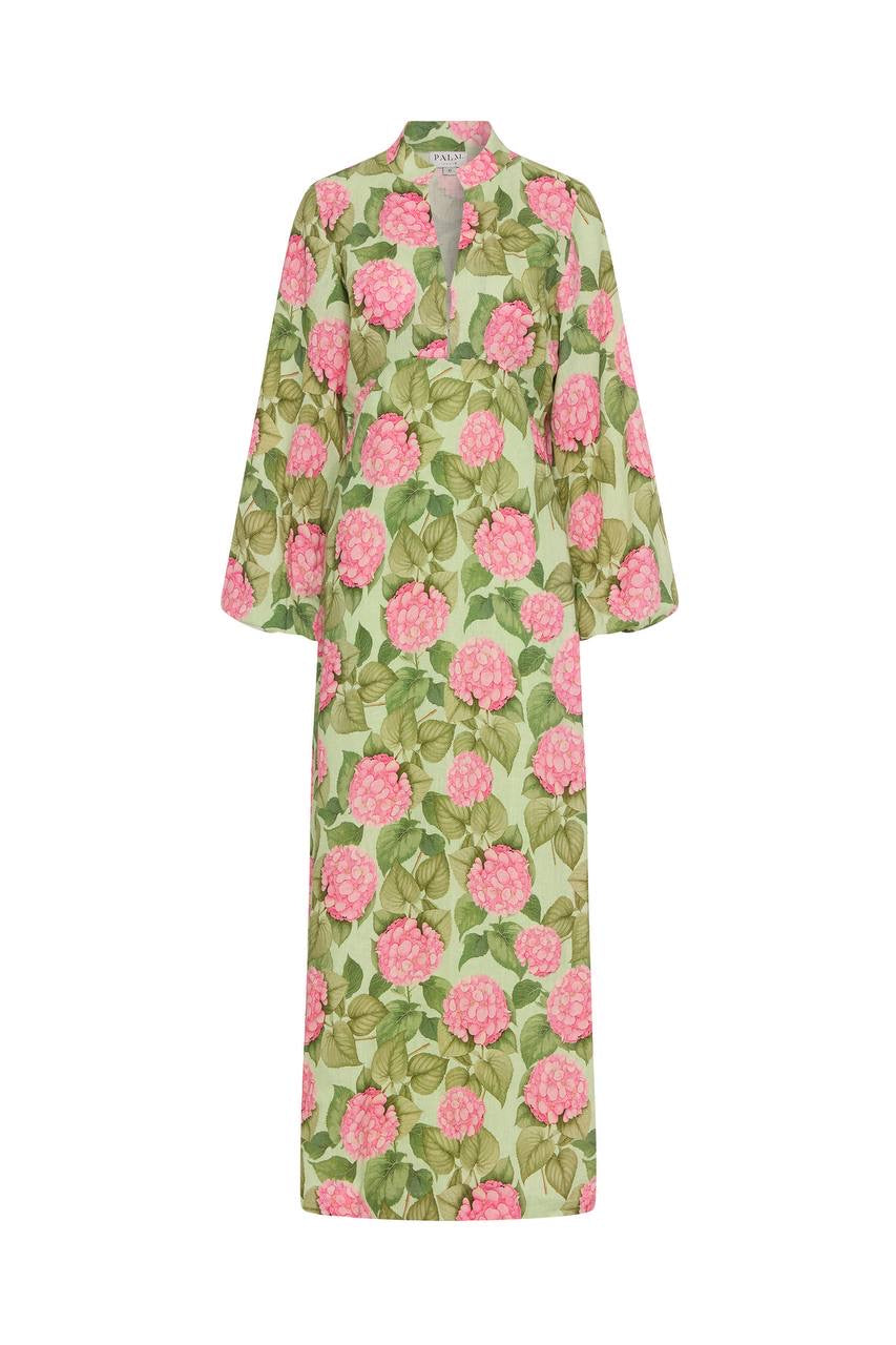 PN Elodie Linen Midi Dress in Pink Jardin
