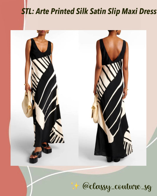 STL Arte Printed Silk Satin Slip Maxi Dress