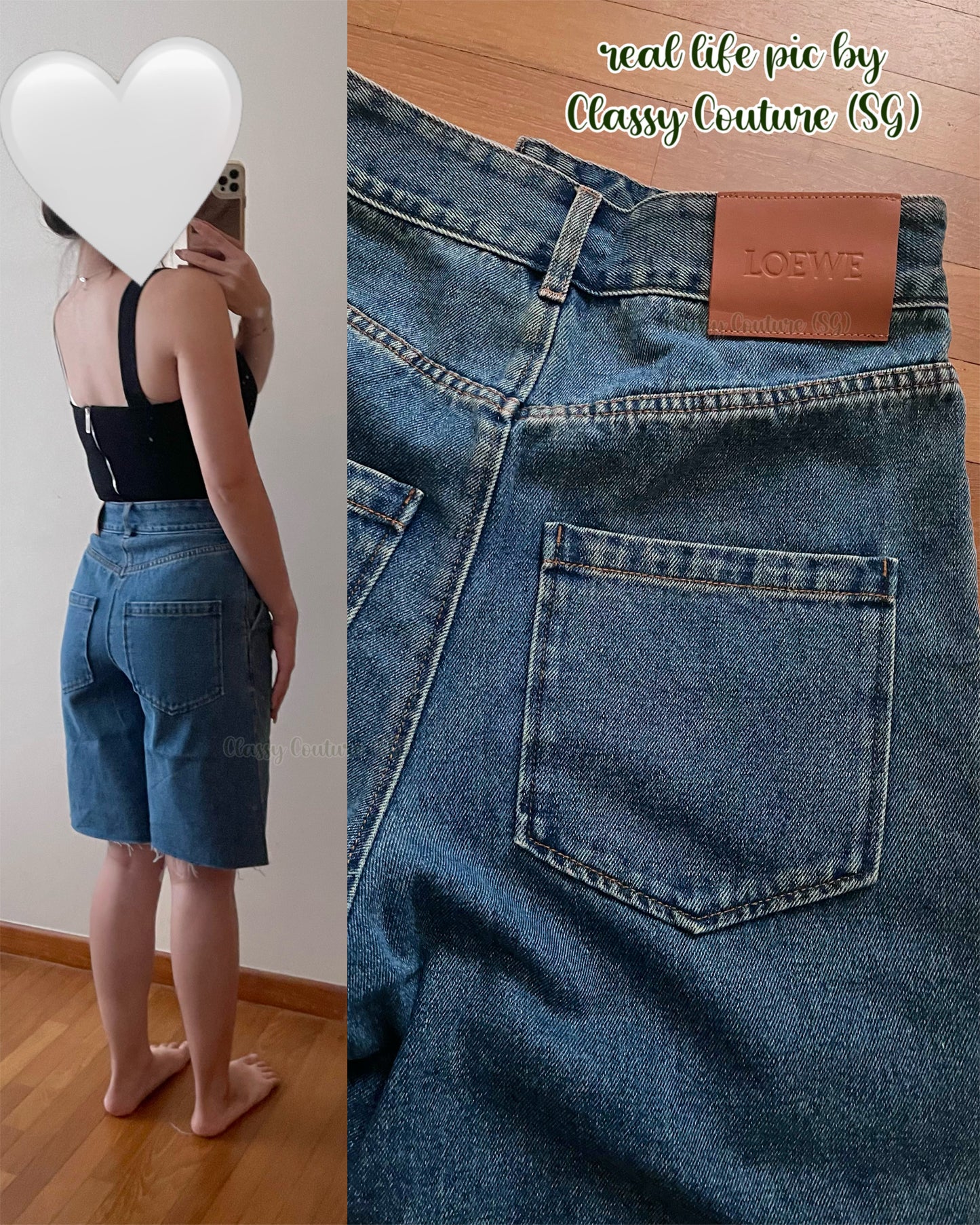 LW Anagram Frayed Cotton Denim Bermuda Shorts Jorts