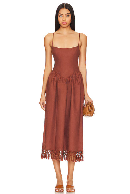 TLR Lexi Linen-Blend Midi Dress