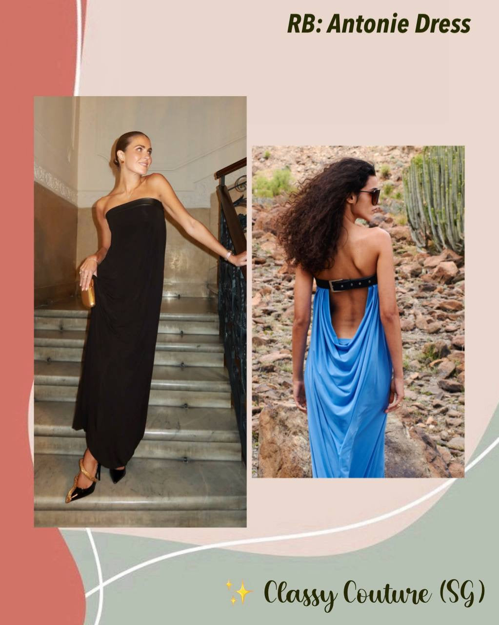 RB Antonie Cowl-Back Buckle Maxi Dress
