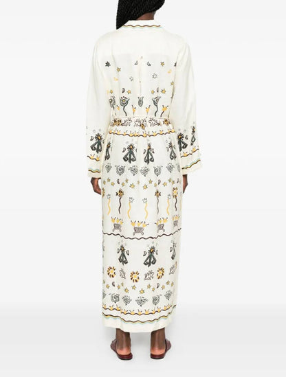 ALM Sun Dancer Linen Shirtdress Midi Dress