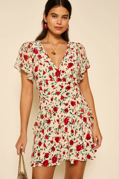 RX Sutton Flutter Sleeve Silk Mini Dress
