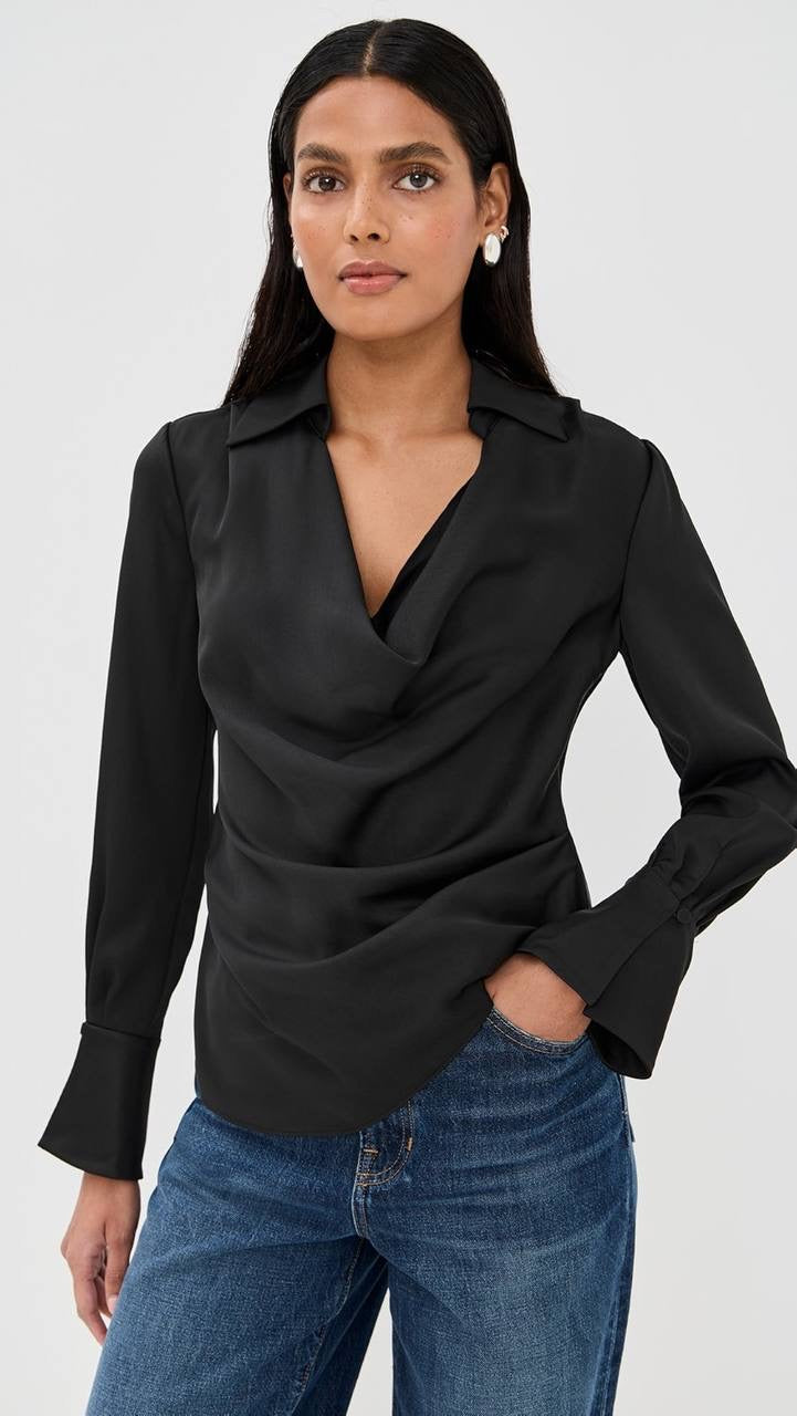 SK Symone Satin Cowl Neck Top
