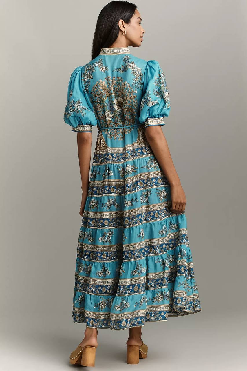 ALM Cassie Tiered Ramie Midi Dress