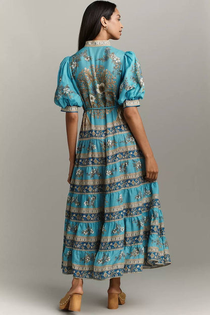 ALM Cassie Tiered Ramie Midi Dress