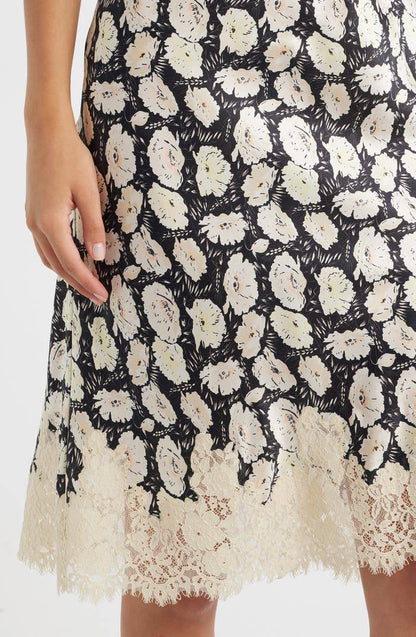 DN Loure Lace Camisole Top |  Elowette Floral Lace Hem Silk Midi Skirt | Set
