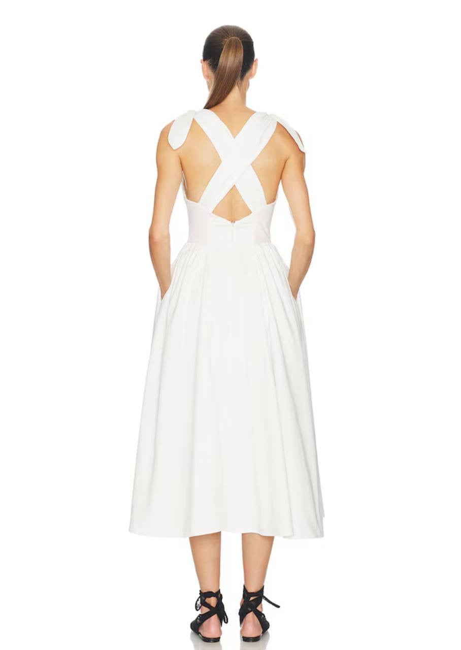 HS Fairweather Cotton Ribbon-strap Midi Dress