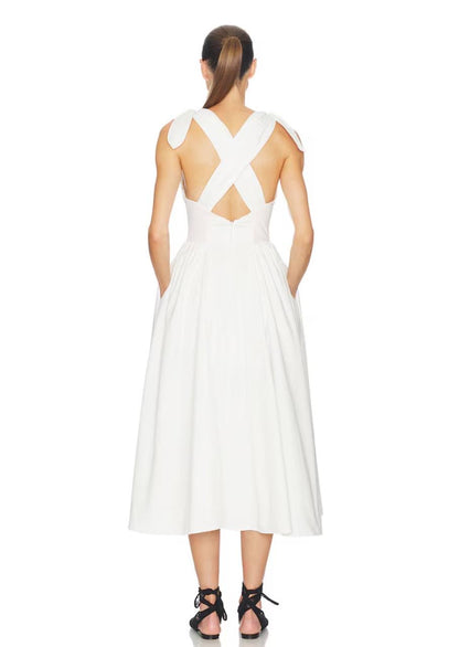 HS Fairweather Cotton Ribbon-strap Midi Dress