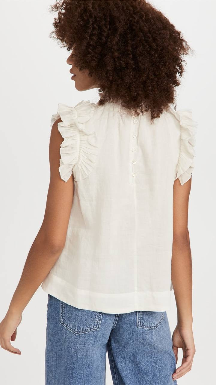 SE Anise Solid Flutter Sleeve Top