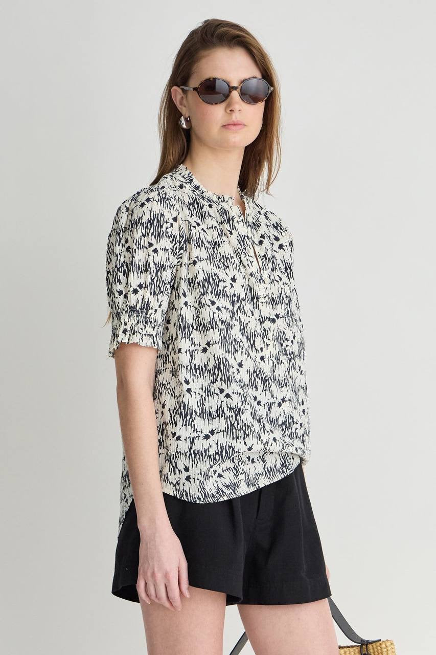 AA Textured Los Altos Cotton Top in Tropical Midnight