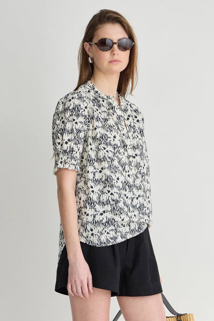 AA Textured Los Altos Cotton Top in Tropical Midnight
