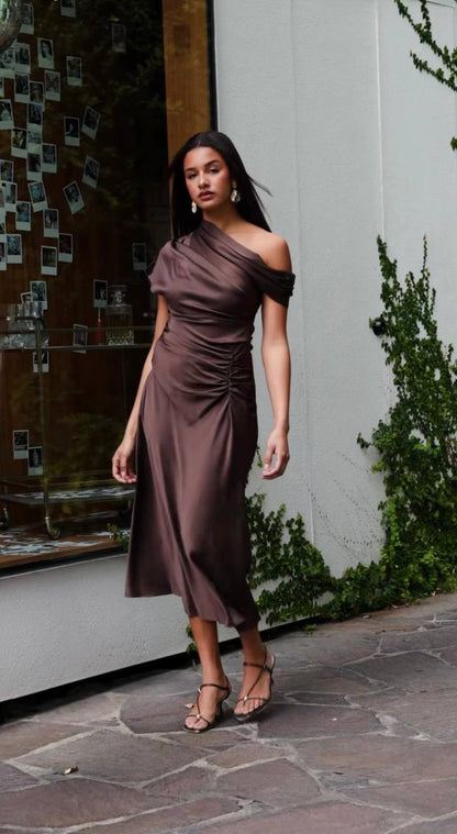 SK Joanna Satin Midi Dress