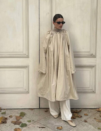 TOT Gathered Parachute Cotton Blend Trench Coat