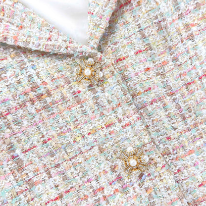 SP Pastel Boucle Jacket Pink Sequin Cropped Blazer