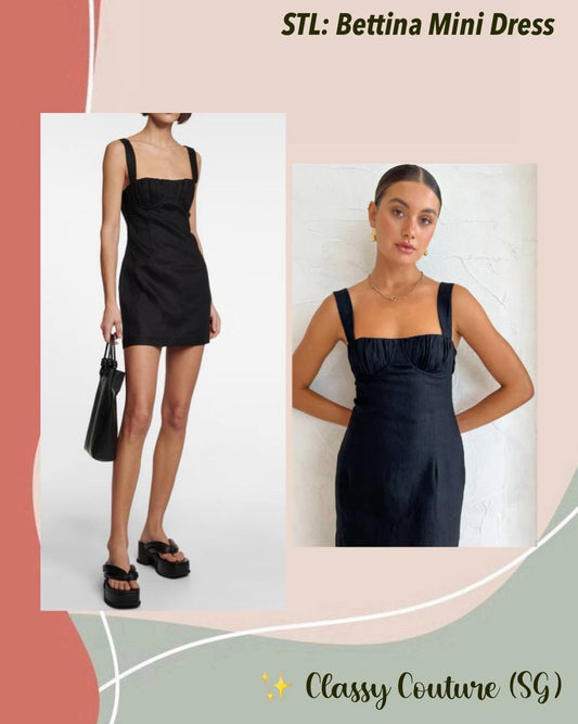 STL Bettina Linen Mini Dress in Black