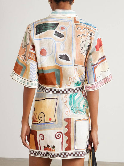 ALM Michelle Linen Mini Shirt Dress