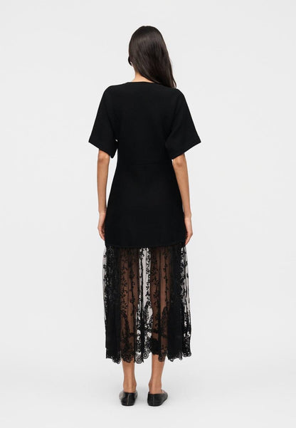 SE Diane Lace-Trimmed Merino Wool Knit Midi Maxi Dress