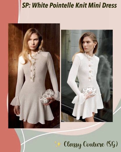 SP White Pointelle Knit Mini Dress