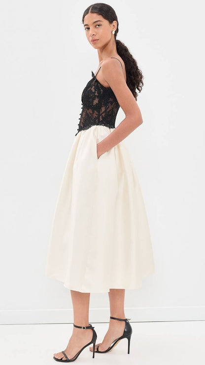 SP Taffeta and Lace Midi Dress