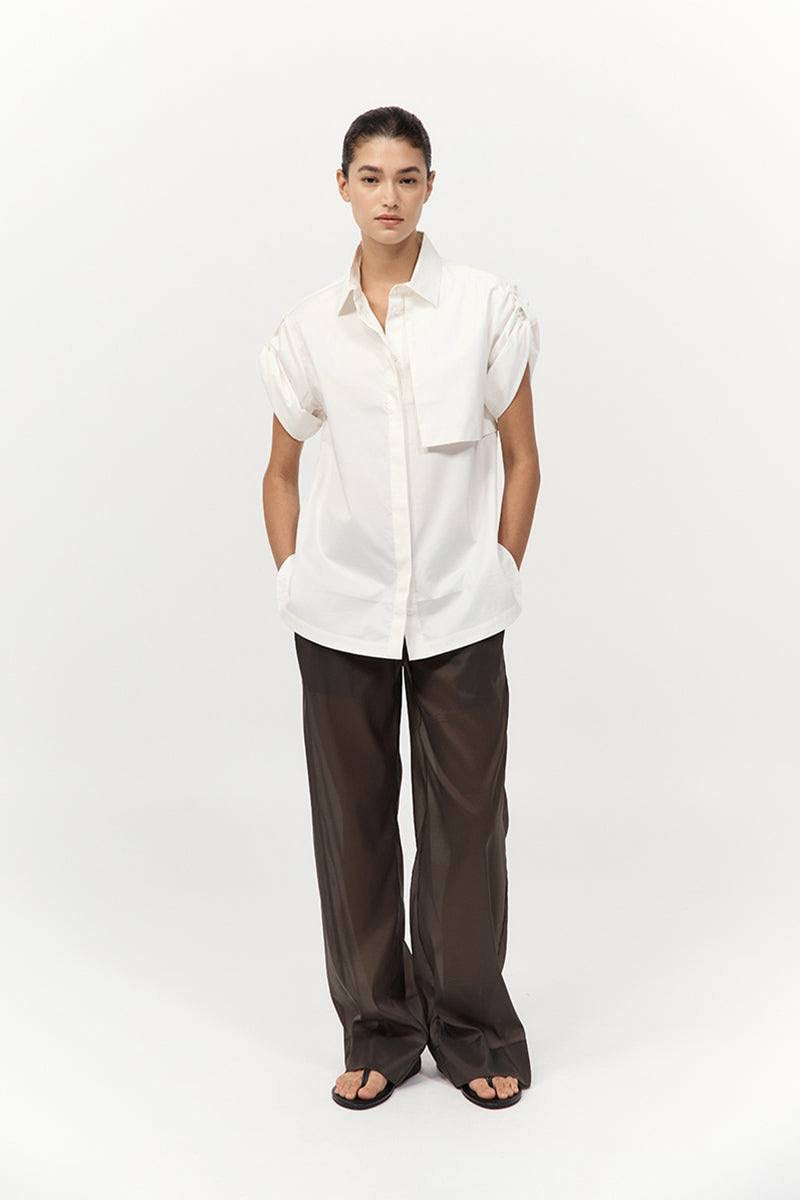 SA Utility Short Sleeve Cotton Shirt in White
