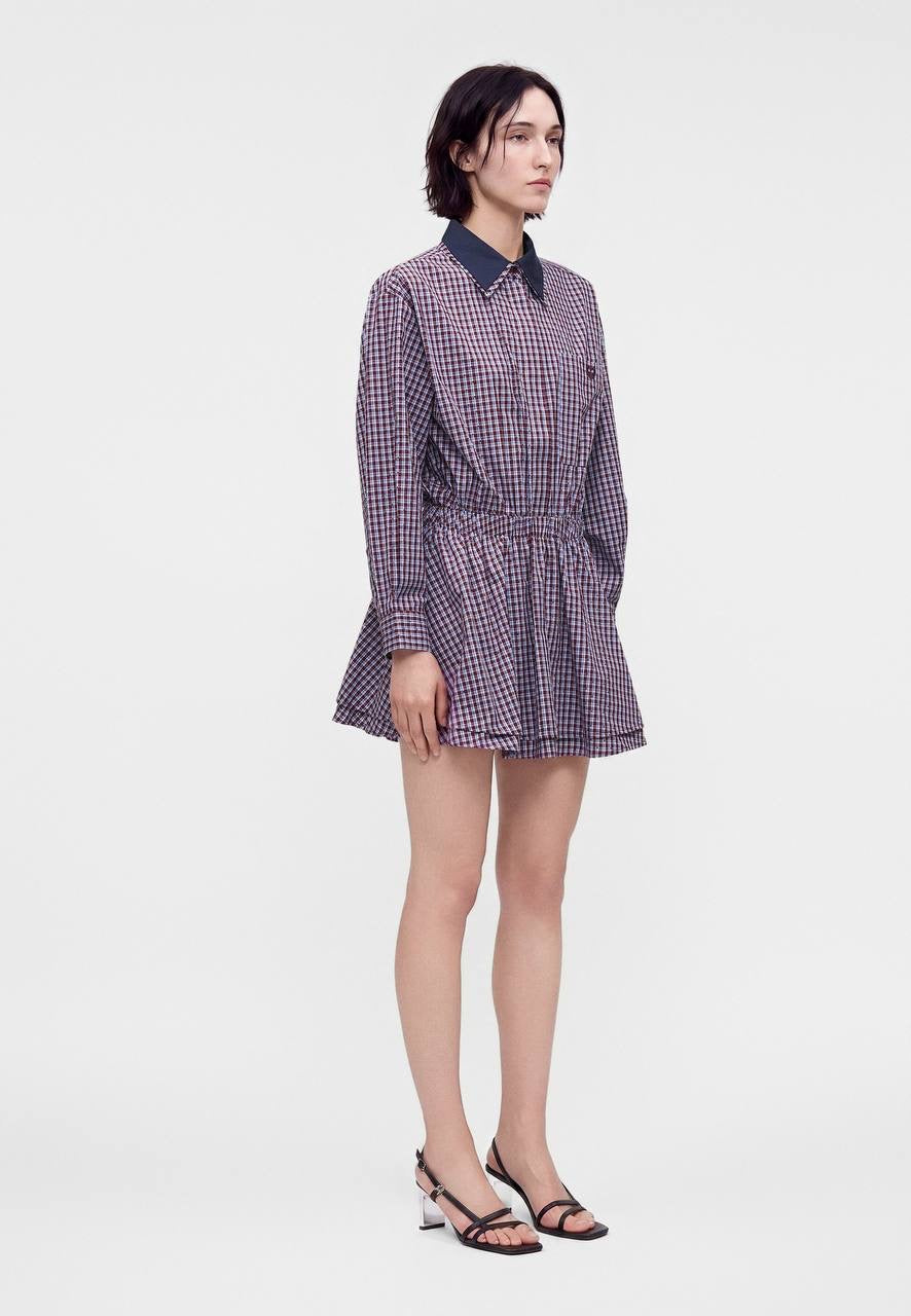 MJ Ritilona Rhinestone Checked Mini Dress
