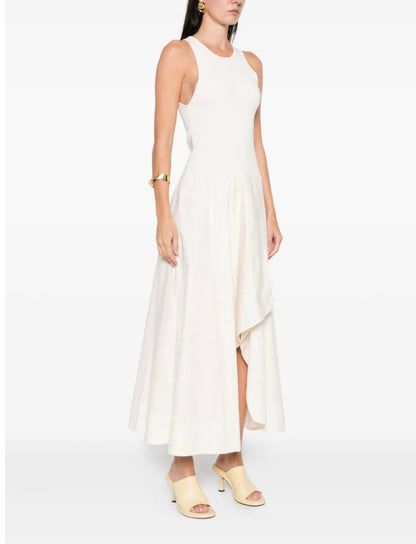 SA Knit Bodice Asymm Viscose-blend Midi Dress