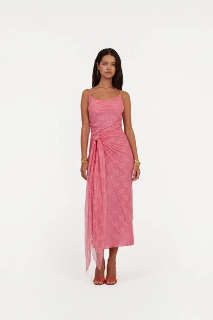 (draft, checked) RTT Ruched Lace Midi Dress