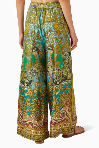 ALM Clemenza Spliced Crop Silk Blouse | Pants | Set