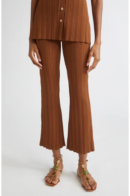 VB Dax Seashell Knit Vest | Massaro Pants | Viscose-blend Dark Whiskey Set