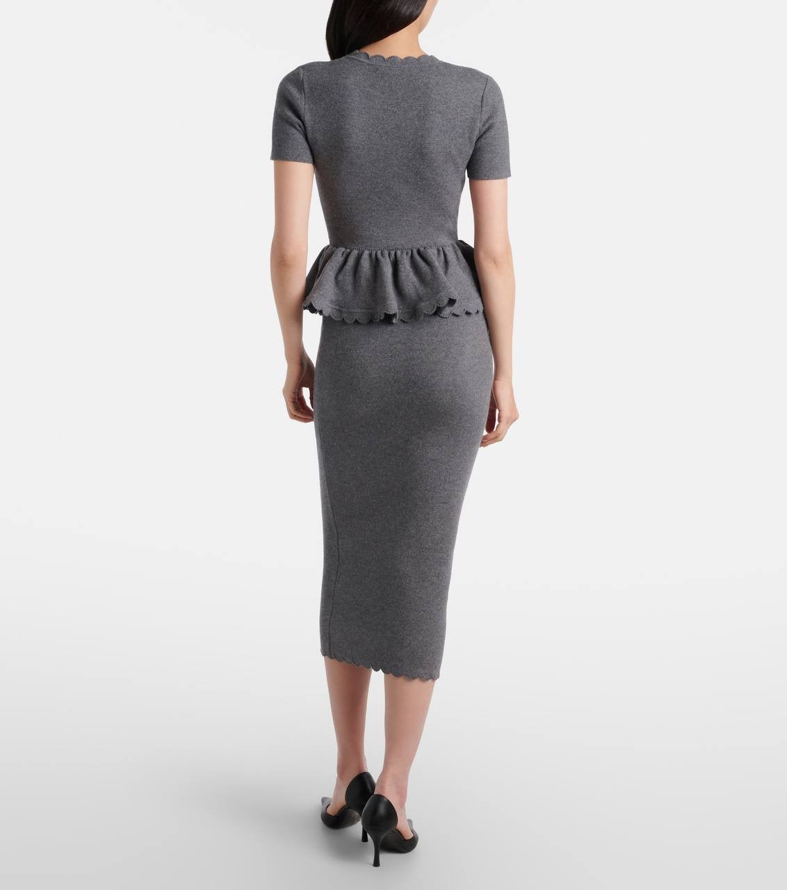 SP Grey Peplum Knit Midi Dress