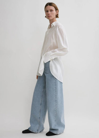 TOT Kimono-Sleeve Cotton Shirt White