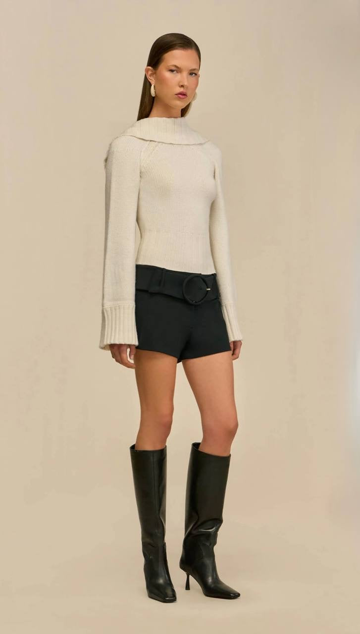 CG Milika Merino Wool-Cotton Cowl Back Sweater