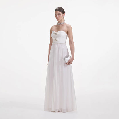 SP White Chiffon Bow Maxi Dress