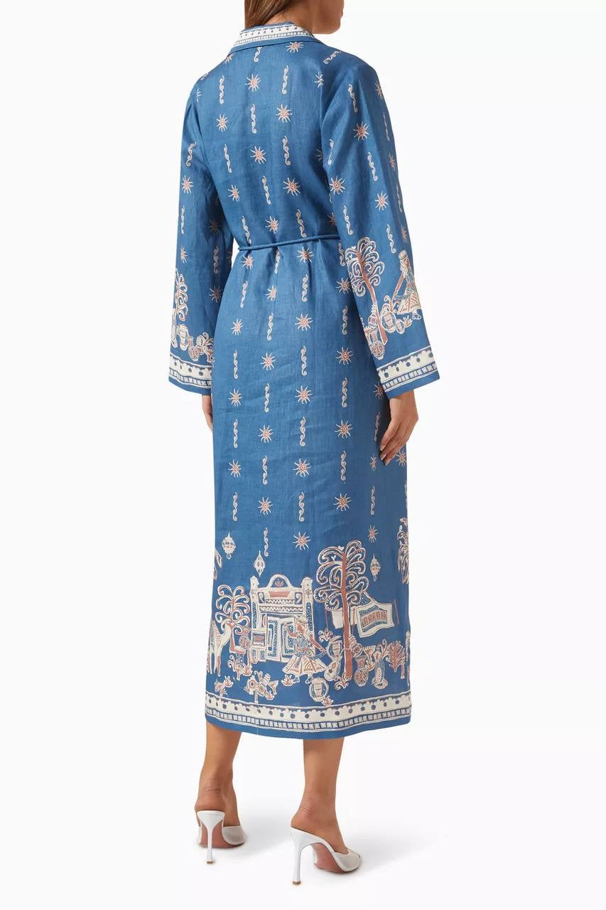 ALM Acacia Belted Linen Shirtdress Midi Dress