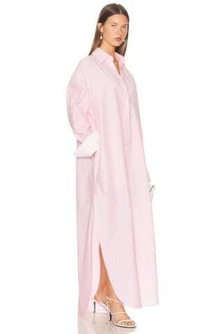 HS Oversized Pink Tech Poplin Shirtdress Maxi Dress